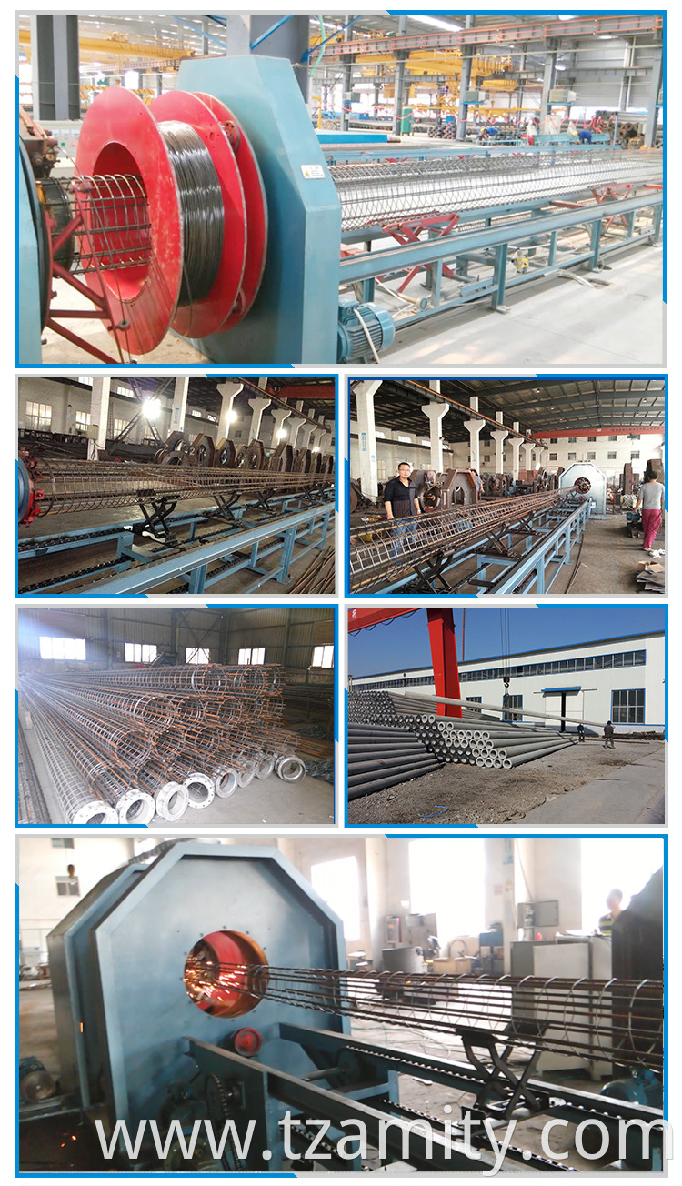 Full Automatic Concrete Taper Pole Cage Construction Works ,cage Welding Machine ISO,SGS CE 190-360mm 21*2.5*2.5m Amitycare 2000